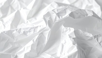 Obraz premium Abstract White Crumpled Paper Texture With Detailed Folds and Shadows Soft Lighting Minimalist Background Macro Photography For Creative Resource
