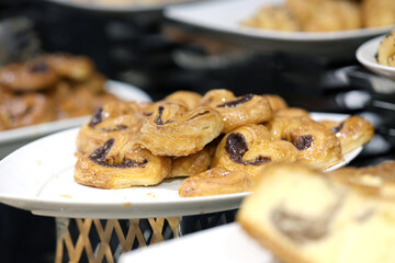 Delicious pastry assortment for breakfast buffet