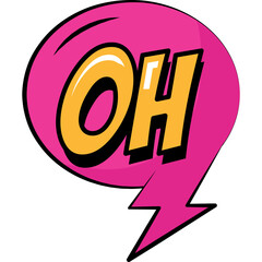 Bold Pink Speech Bubble With Yellow Text Reading Oh In A Comic Book Style Graphic Design On A Transparent Background