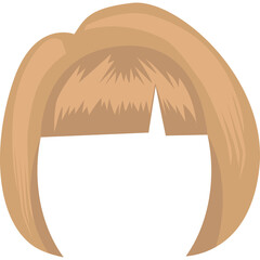 Blonde Bob Hairstyle with Straight Bangs on a Transparent Background Displaying a Stylized Haircut for Beauty and Fashion Applications