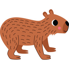 Brown Capybara Animal Illustration Flat Design Style With Transparent Background And Cute Eyes