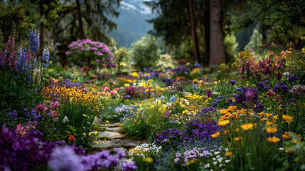 Fototapeta premium Little step to see garden flower lower 