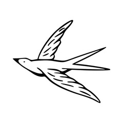 black and white vintage sailor swallow sketch