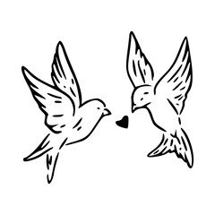 minimalist valentine's day bird sketch