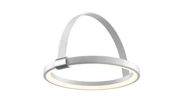Modern halo light fixture shines brightly, a sleek circular design perfect for contemporary interiors and innovative lighting concepts, minimalist style isolated on white or transparent png. - Powered by Adobe