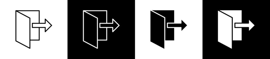 Leave icon set in line and glyph style on black and white background