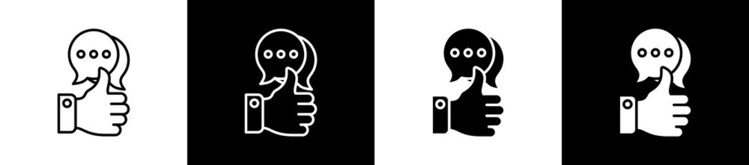 Feedback icon set in line and glyph style on black and white background