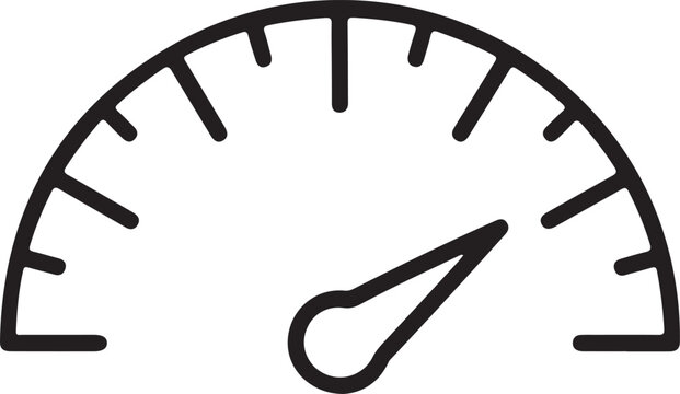 Simple line art icon of a speedometer gauge