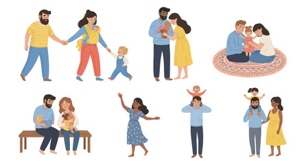 Fototapeta premium Diverse Family Moments Illustrations of Love and Togetherness