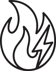 Abstract symbol combining fire and lightning bolt