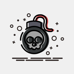 Icon bomb. Pirates theme elements. Icon in MBE style.