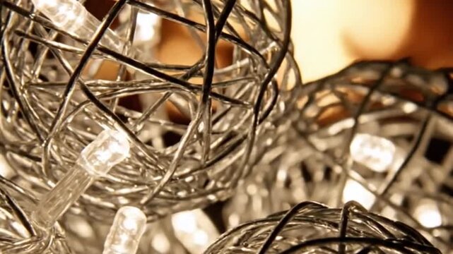 Sparkling wire spheres with glowing lights