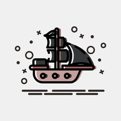 Icon ship. Pirates theme elements. Icon in MBE style.