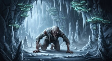 Frozen wasteland encounter a chilling crawl of undead horror in a glacial cave
