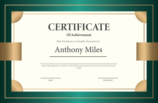 Premium Green and Gold Achievement Certificate Template