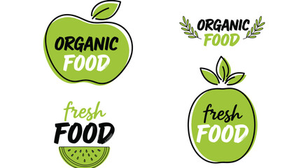 Organic fresh food logo design vector illustration template set
