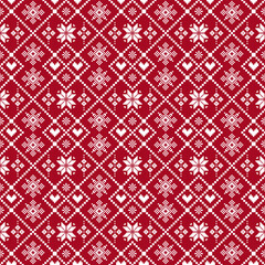 Red Geometric Pixel Seamless Knitted Pattern