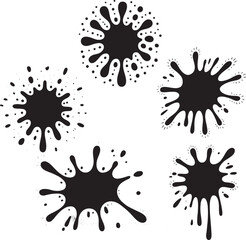 Black ink paint vector splatter drop illustration grunge art design stain blot liquid set symbol spot color blob icon