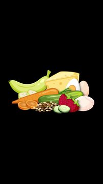 Low FODMAP Food Group Animation on Black Vertical Background