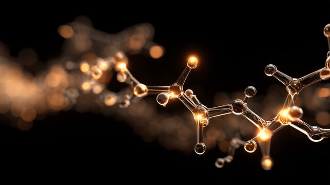 visualization of glowing molecular structure with luminous bonds and atoms creating futuristic scientific abstract concept perfect for education research and digital design
