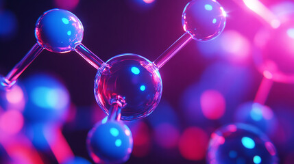 visualization of glowing molecular structure with luminous bonds and atoms creating futuristic scientific abstract concept perfect for education research and digital design