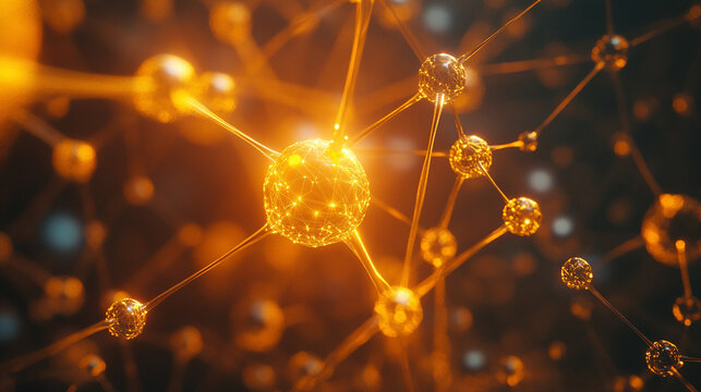 visualization of glowing molecular structure with luminous bonds and atoms creating futuristic scientific abstract concept perfect for education research and digital design