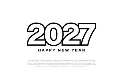 2027 Happy New Year Logo design on white background.
