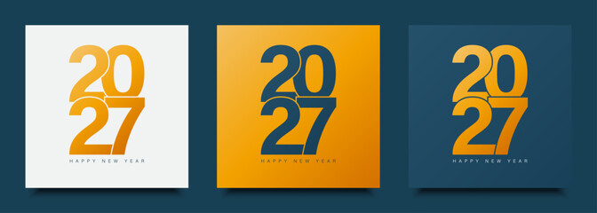 Set of 2027 Happy New Year logo design.