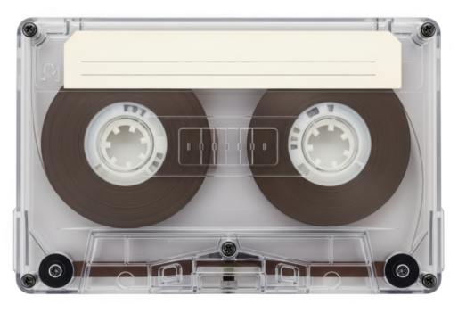 Vintage audio cassette tape isolated on transparent background