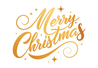 Golden merry christmas lettering with stars for holiday season greeting card design