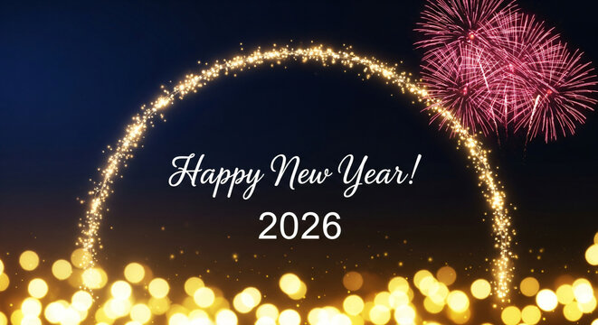 Happy New Year 2026 Celebration Banner Wallpaper