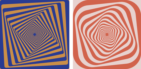 Captivating optical illusion: geometric swirling square pattern