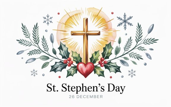 St. Stephen's Day Cross, Heart, and Holly Winter Wreath