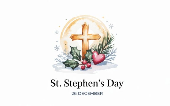 St. Stephen's Day Cross, Heart, and Holly Winter Wreath