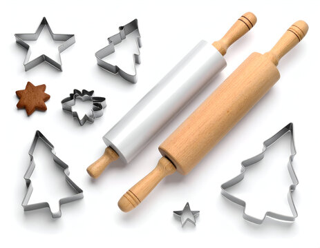 Festive Baking Rolling Pins and Christmas Cookie Cutters for Holiday Treats