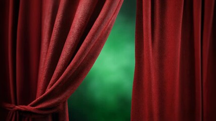 Elegant red curtain with green background for theatrical and decorative design concepts - Powered by Adobe