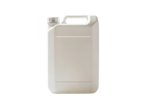 A white plastic jerrycan with a handle and screw cap, isolated on transparent background - Powered by Adobe