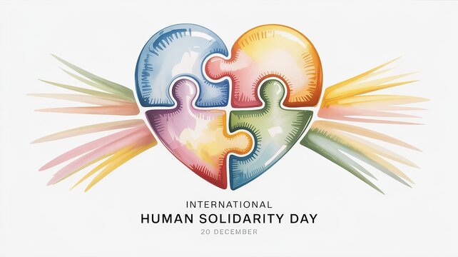 International Human Solidarity Day Puzzle Pieces Forming Heart