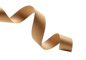 A flowing ribbon of brown kraft paper isolated on transparent background