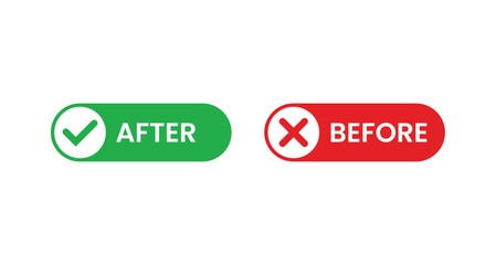 Before and After Status Icons – Green Checkmark vs. Red Cross Comparison
