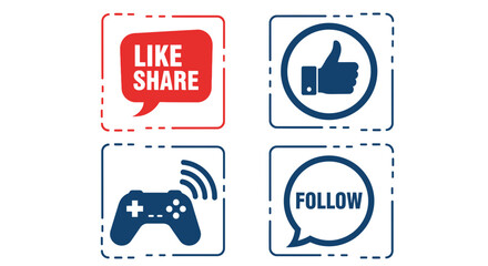 Boost engagement with this like share follow gaming icon bundle