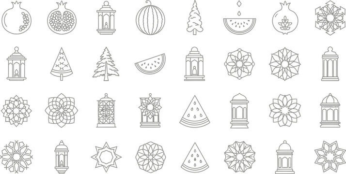 Collection of hand-drawn winter holiday elements, Christmas and New Year symbols