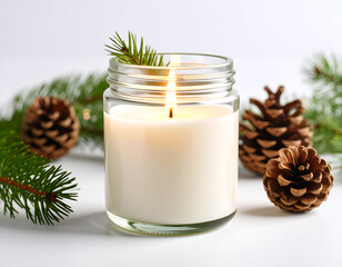 Cozy Winter Candlelight A Jar Candle with Festive Pine