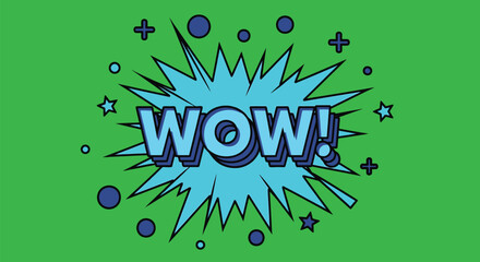 Wow pop art graphic celebrates excitement with fun retro flair