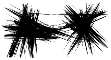 Chaotic Black Abstract Grunge Element Dynamic High Contrast Brush Stroke Spiky Texture Vector