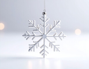 A White Snowflake Christmas Ornament Decoration Hanging on a String