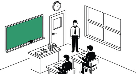 Students learn with teacher in classroom for back to school concept