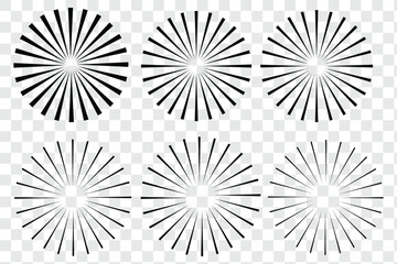 set of Sunburst and starbrust icon. retro and abstract sunburst icon set. sun icon set, Sunrise Icon, vector illustration.
