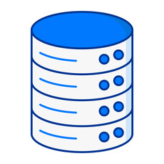 Database Server Flat Colored Icon for Information Storage and Technology System