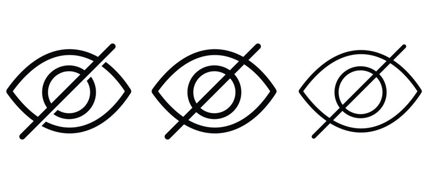 Hide Eye Icon set, invisible eye hide icons. Eye icon for visible and invisible passwords. eyesight symbol. Vector illustration.